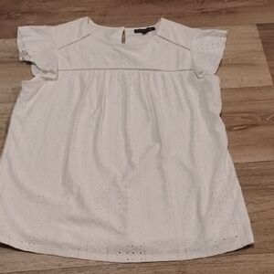 Adrianna Papell White Eyelet Blouse